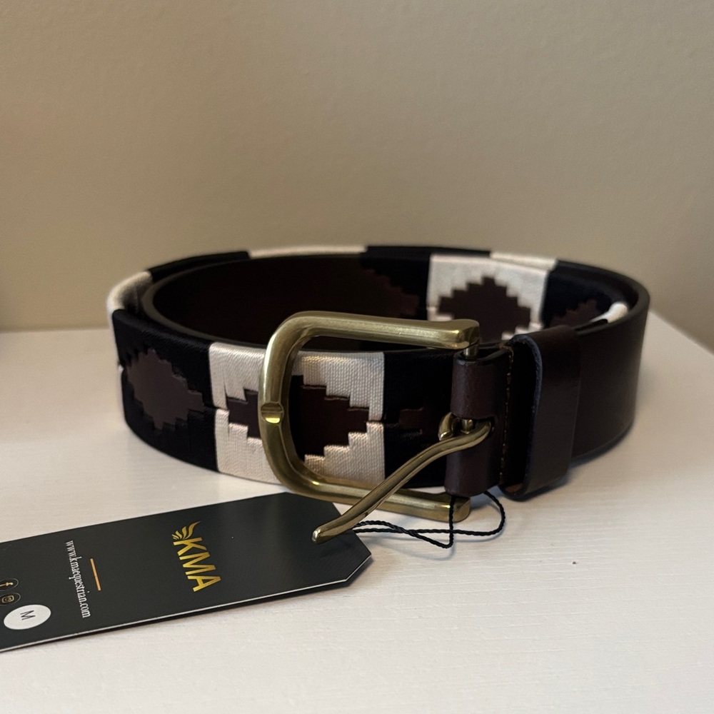 KMA Equestrian black brown and white patterned belt
